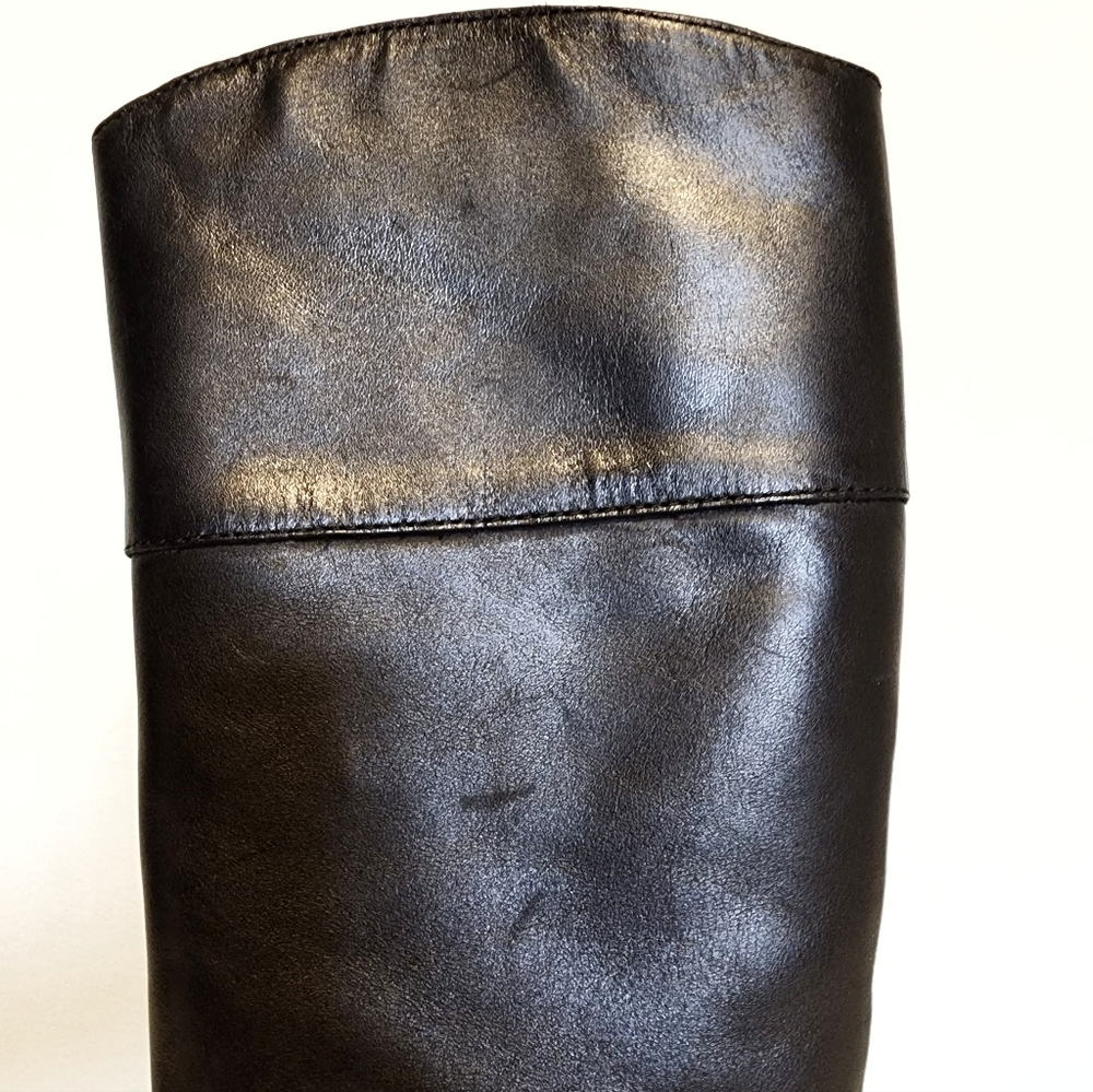 Lauren Ralph Lauren Tall Black Leather Savion Riding Boots Zip Closure 6.5 - Picture 6 of 14